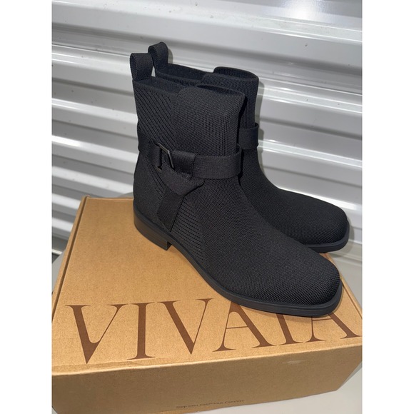 VIVAIA Square Toe Biker Boots Black size EU/39.5 US/8.5 - Picture 7 of 14